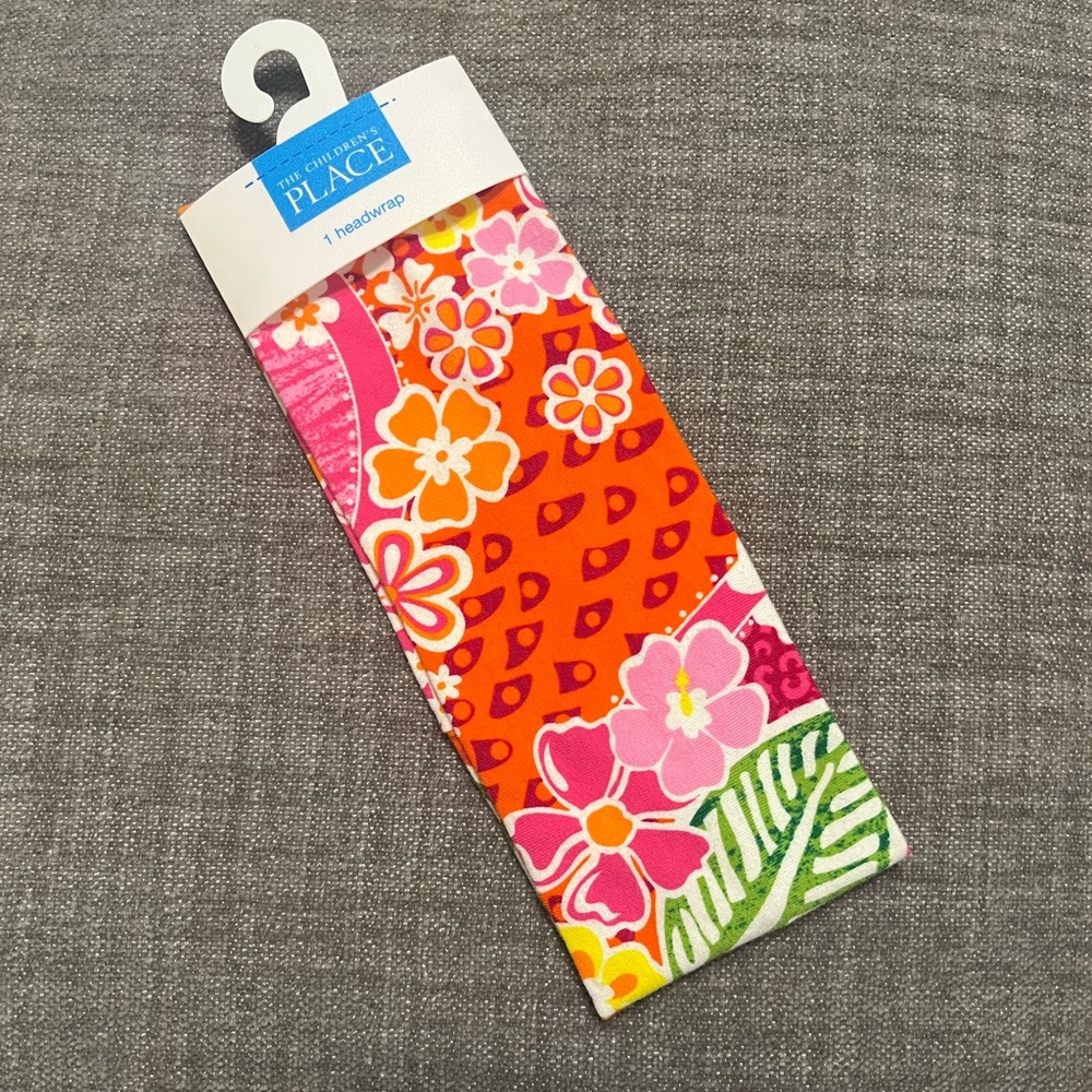 The Children’s Place floral orange and pink stretchy headband girls NWT